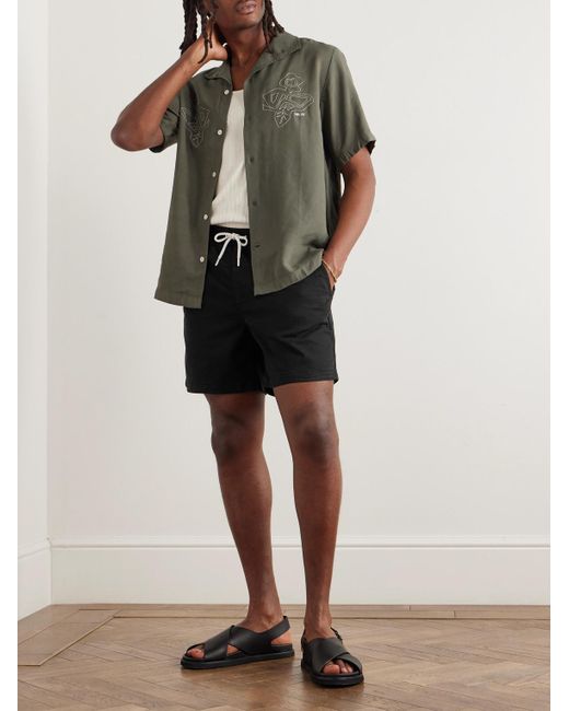 NN07 Black Gregor Straight-Leg Tencel Lyocell And Lenzing Ecovero-Blend Twill Drawstring Shorts for men