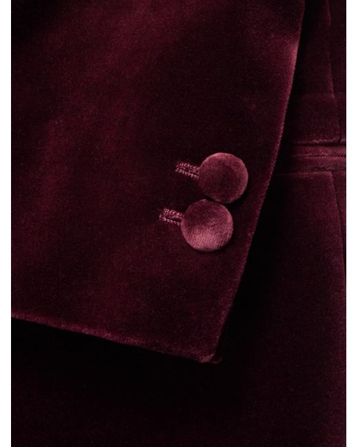 Mr P. Red Slim-Fit Shawl-Collar Cotton-Velvet Tuxedo Jacket for men