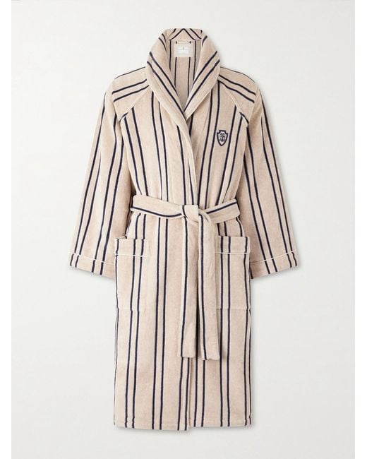 Brunello Cucinelli Natural Logo-appliquéd Striped Cotton-terry Robe for men
