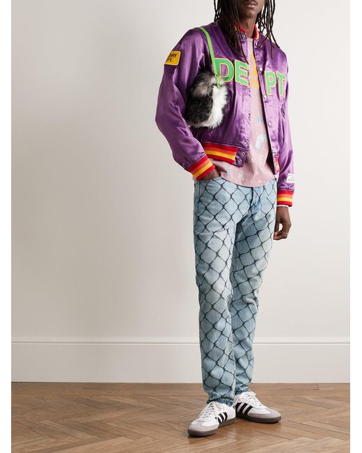 GALLERY DEPT. Blue Cage 5001 Slim-Fit Frayed Printed Jeans for men