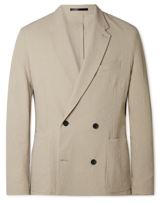 Paul Smith Natural Double-breasted Cotton-blend Seersucker Blazer for men