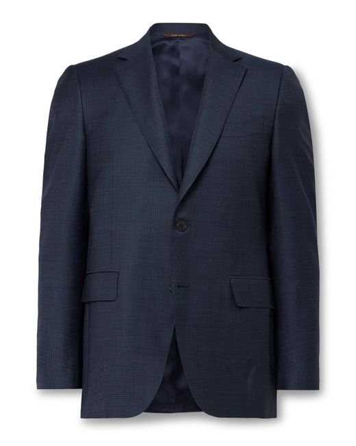 Canali Blue Checked Super 130s Wool Suit Jacket for men
