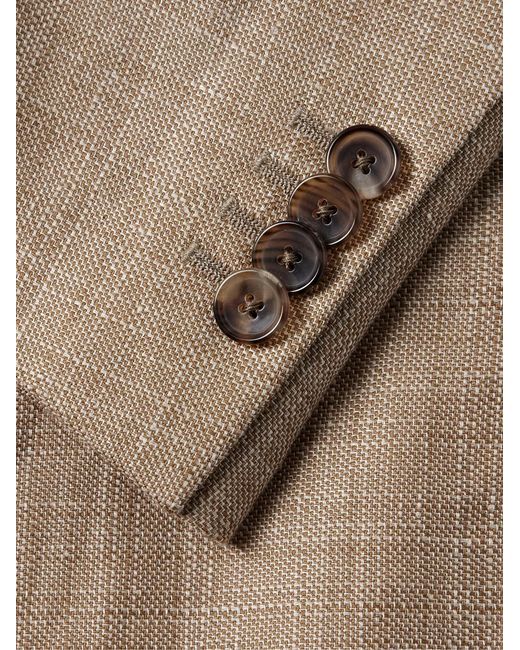 Caruso Natural Slim-Fit Double-Breasted Linen And Wool-Blend Blazer for men