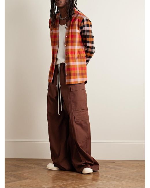 Rick Owens Red Wide-leg Cotton-blend Drawstring Cargo Trousers for men