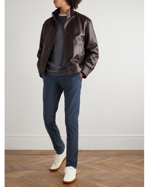 Slowear Black Leather Jacket for men
