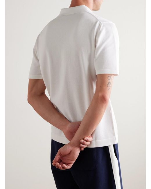 Mr P. White Slim-Fit Pointelle-Knit Organic Cotton Shirt for men