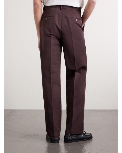 Altea Purple Orval Straight-Leg Cotton And Linen-Blend Gabardine Trousers for men
