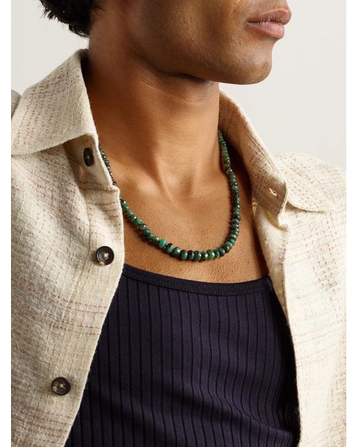 JIA JIA Black Oracle Gold Emerald Beaded Necklace for men