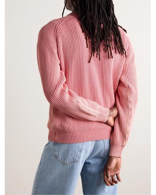 Noah NYC Summer Shaker Pullover aus Baumwolle in Rippstrick in Pink für Herren