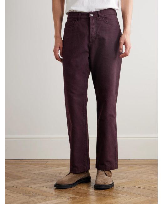 Mr P. Purple Edward Straight-Leg Organic Cotton-Canvas Trousers for men
