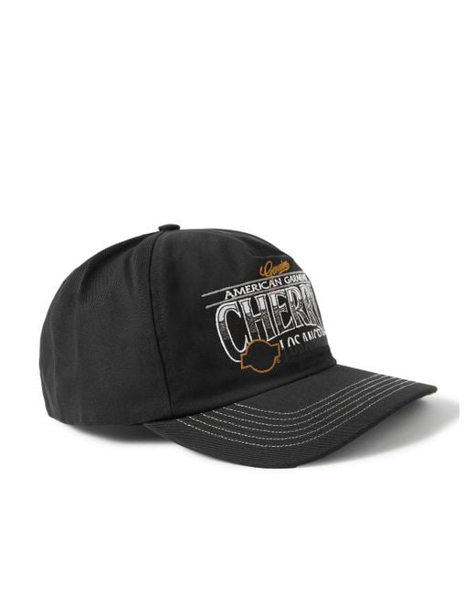CHERRY LA Black Logo-embroidered Cotton-twill Baseball Cap for men
