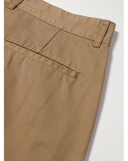 Mr P. Natural Tapered Pleated Garment-dyed Cotton-blend Twill Trousers for men