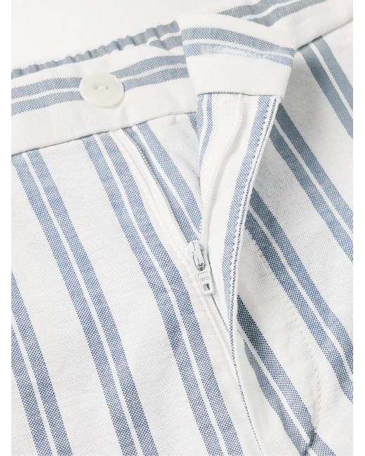 Incotex White Glanshirt Straight-leg Striped Cotton Oxford Shorts for men