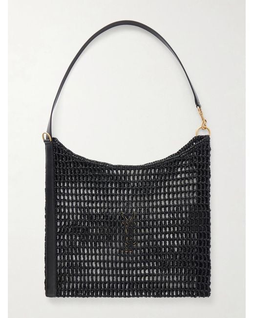 Saint Laurent Black Oxalis Leather-Trimmed Raffia Tote Bag for men