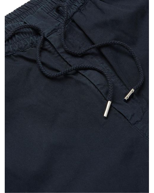 Folk Blue Tapered Cotton-Twill Drawstring Trousers for men