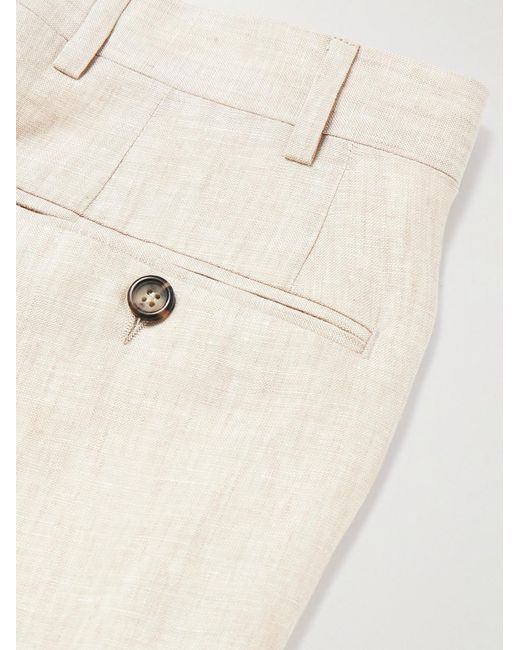 Canali Natural Slim-Fit Straight-Leg Linen Suit Trousers for men