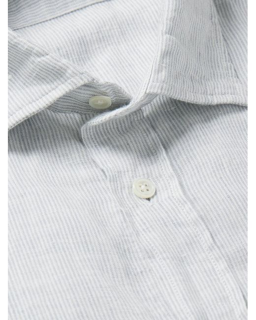 Camicia in lino a righe Paul di Hartford in White da Uomo