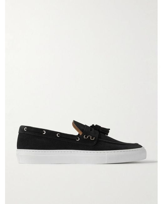 Frescobol Carioca White Monta Tasselled Suede Boat Shoes for men