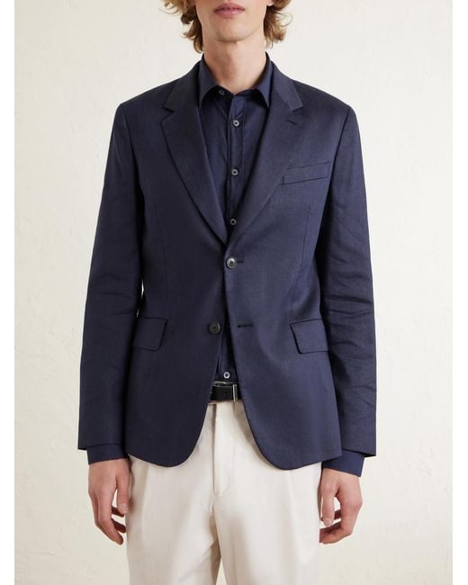 Paul Smith Blue Slim-Fit Linen And Virgin Wool-Blend Suit Jacket for men