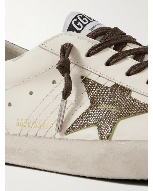 Golden Goose Deluxe Brand Natural Super-star Distressed Leather Sneakers for men