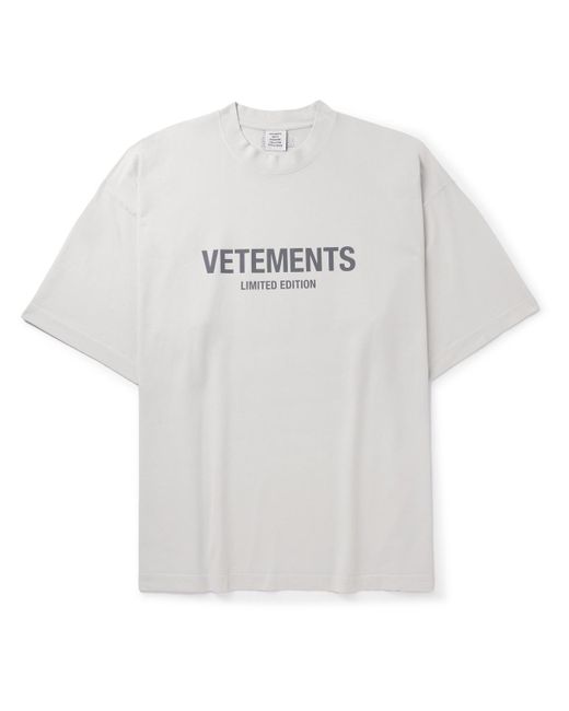 Vetements White Logo-print Cotton-jersey T-shirt for men