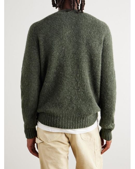 Sunspel Green Shetland Wool Sweater for men