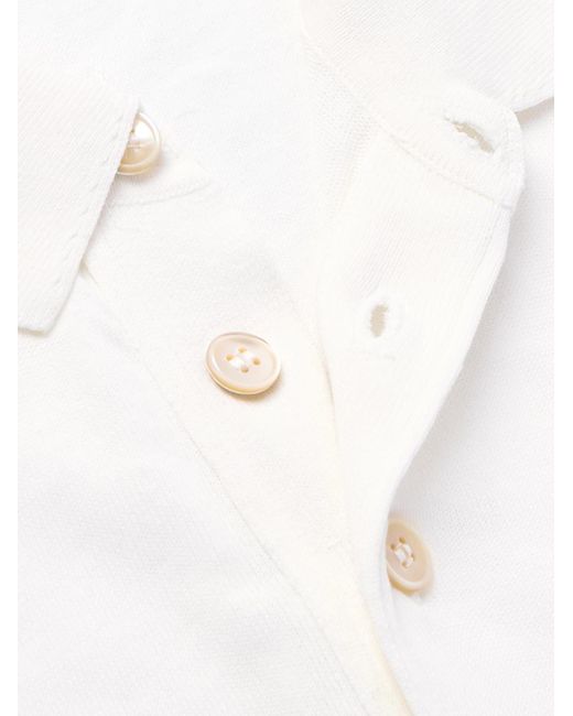 Eleventy White Garment-Dyed Cotton Polo Shirt for men