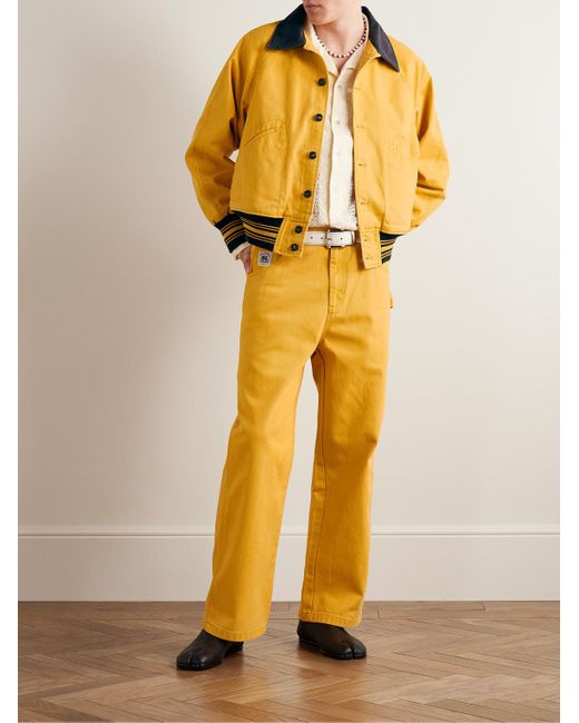 Pantaloni a gamba dritta in twill di cotone Knolly Brook di Bode in Yellow da Uomo