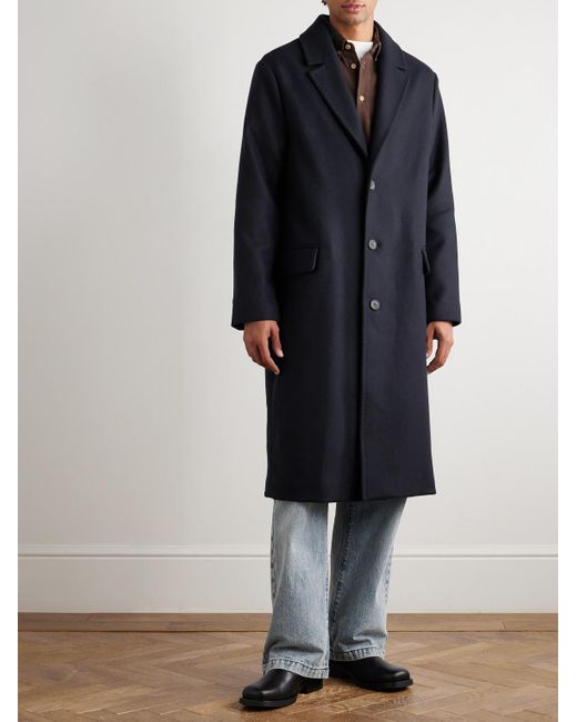 Altea Blue Coleman Wool-blend Twill Coat for men