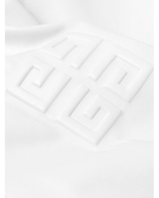 Givenchy White Logo-Embossed Leather Varsity Jacket for men