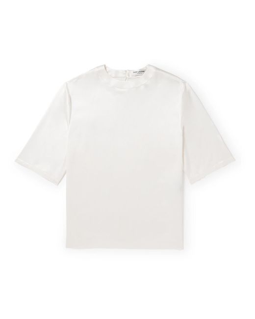 Saint Laurent White Silk-satin T-shirt for men