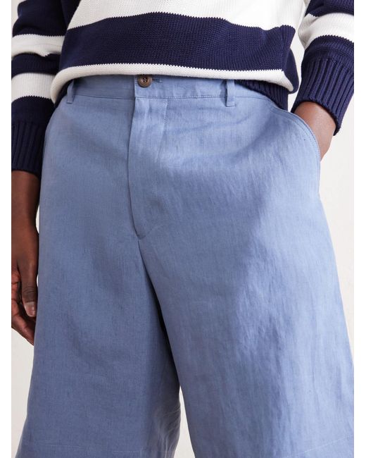 Paul Smith Blue Straight-Leg Linen Shorts for men