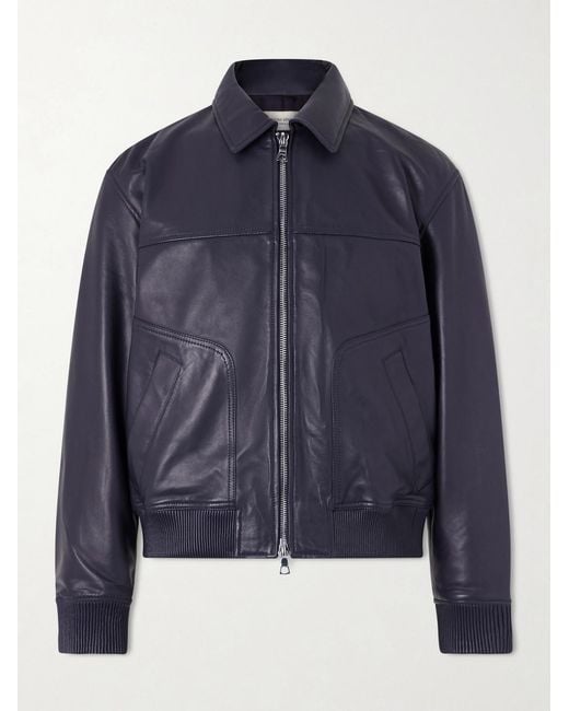 Officine Generale Blue Cassio Leather Jacket for men