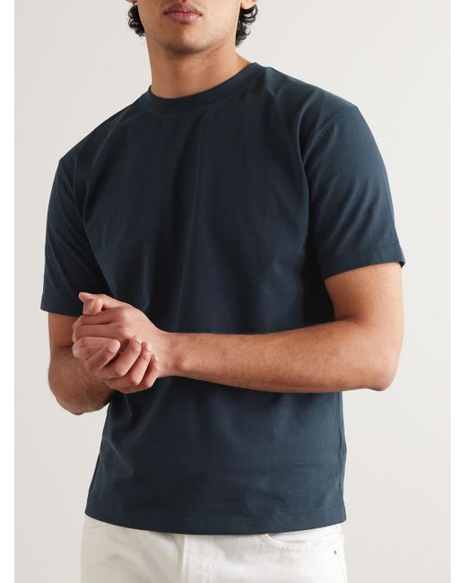 Drake's Blue Hiking Cotton-jersey T-shirt for men