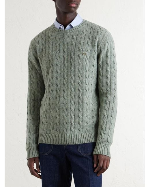 Valentino Garavani Green Vlogo-embellished Virgin Wool Sweater for men