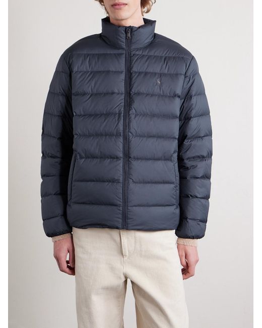 Polo Ralph Lauren Blue Logo-Embroidered Quilted Shell Down Jacket for men