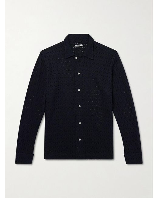 Bode Blue Cotton-Blend Lace Shirt for men