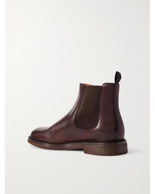 Brunello Cucinelli Brown Leather Chelsea Boots for men