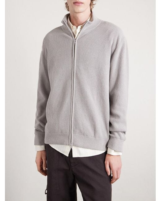 NN07 White Danny 6429 Ribbed Bouclé Zip-up Cardigan for men