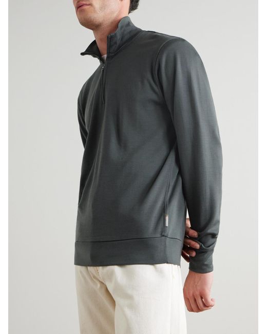 Orlebar Brown Gray Isar Merino Wool-jersey Half-zip Sweatshirt for men