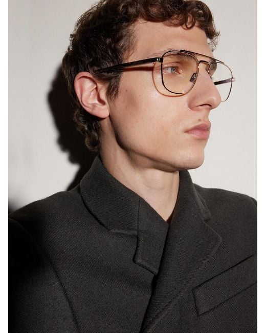 Saint Laurent Natural Pilot Viator-Style-Tone Optical Glasses for men