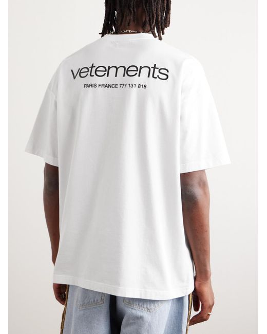 Vetements T-Shirt aus Baumwoll-Jersey mit Logoapplikation in White für Herren
