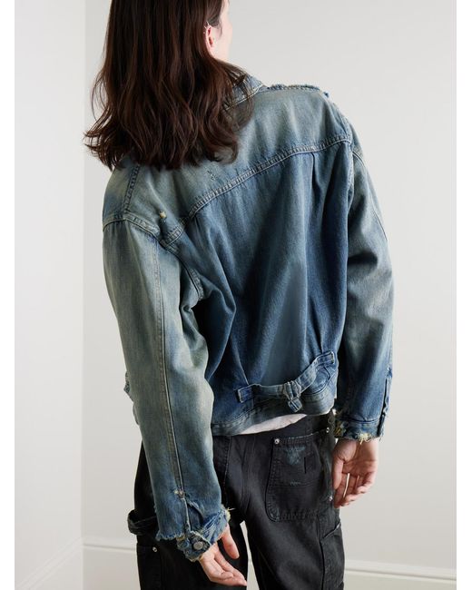 Enfants Riches Deprimes Blue Distressed Panelled Denim Jacket for men