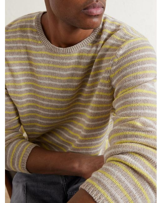 Auralee Natural Summer Striped Cashmere Sweater for men