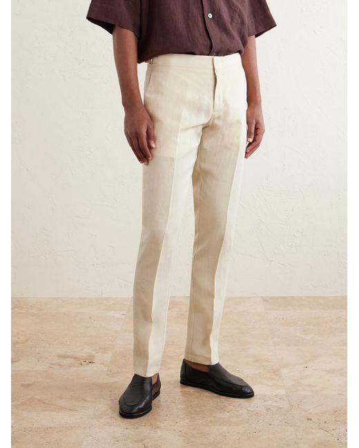 Orlebar Brown Natural Griffon Tapered Linen Trousers for men