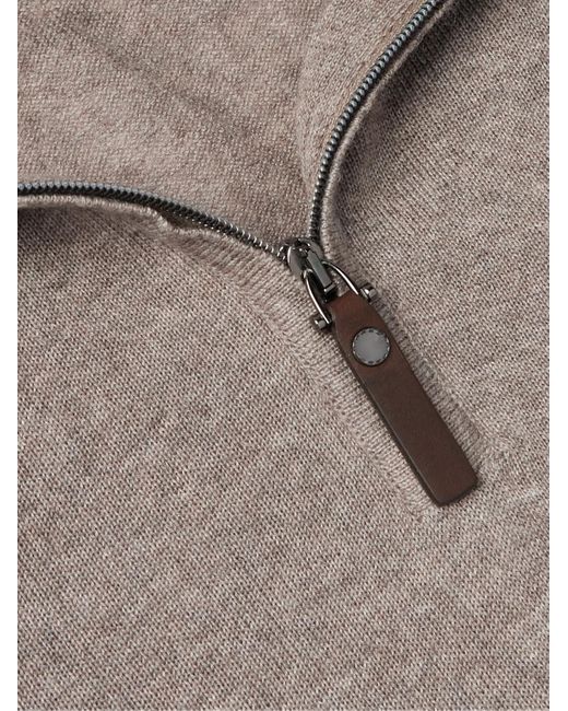 Canali Gray Slim-fit Wool Half-zip Sweater for men