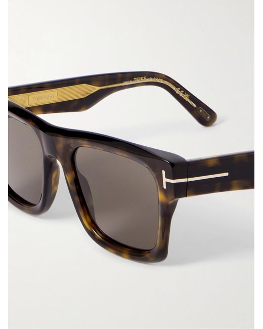 Tom Ford Black Square-Frame Tortiseshell Acetate Sunglasses for men