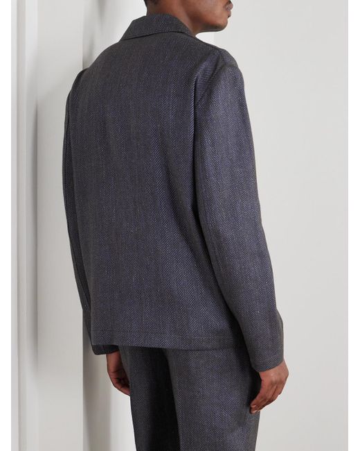 Piacenza 1733 Blue Herringbone Wool for men