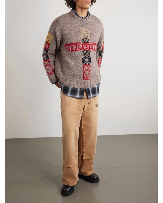 Kapital Natural Wide-leg Cotton-canvas Cargo Trousers for men