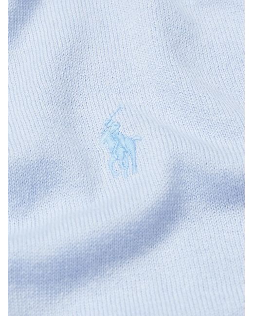 Pullover in misto cotone e cashmere riciclato con logo ricamato di Polo Ralph Lauren in Blue da Uomo